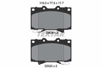 Set of brake linings, disc brake