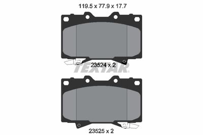 Set of brake linings, disc brake