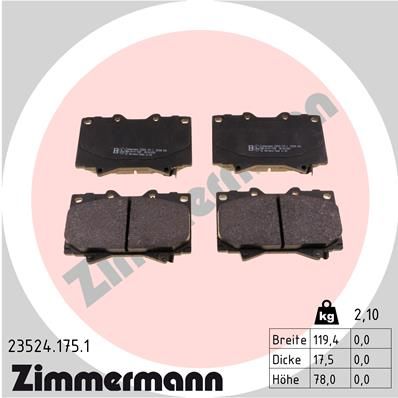 Set of brake linings, disc brake