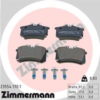 Set of brake linings, disc brake