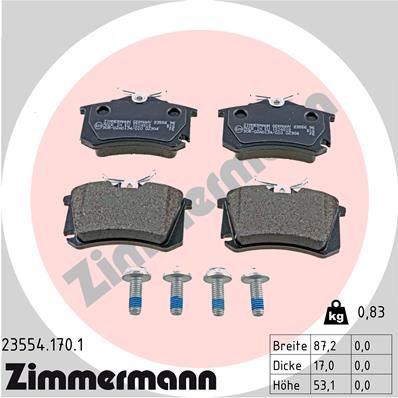 Set of brake linings, disc brake