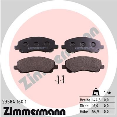 Set of brake linings, disc brake