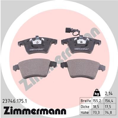 Set of brake linings, disc brake