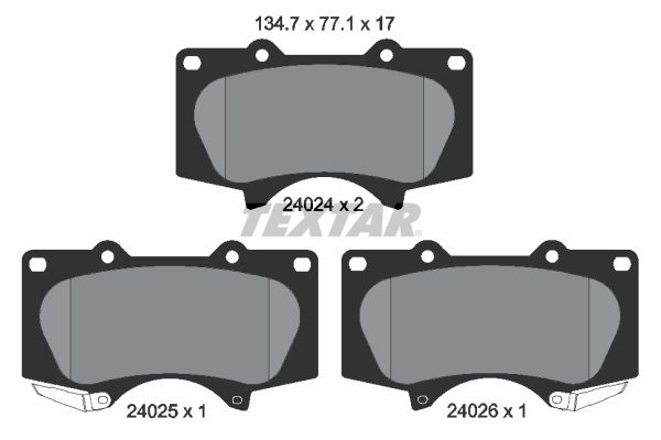 Set of brake linings, disc brake