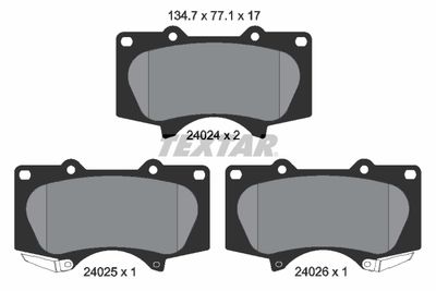 Set of brake linings, disc brake