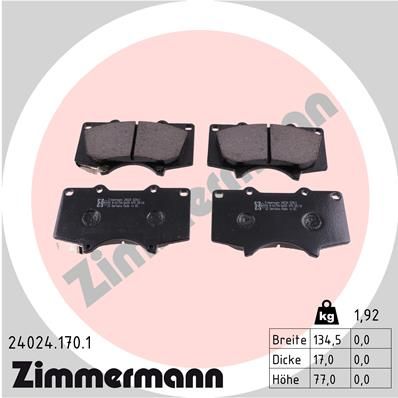 Set of brake linings, disc brake