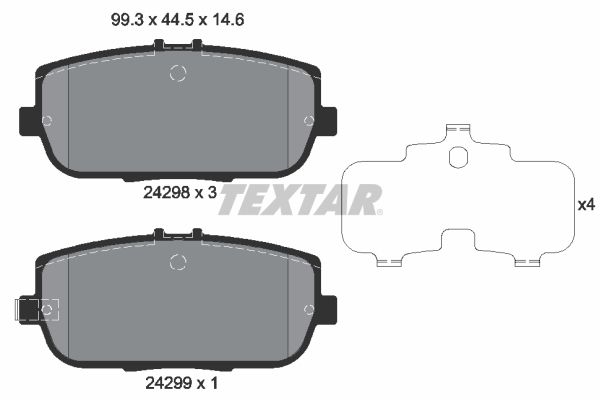 Set of brake linings, disc brake