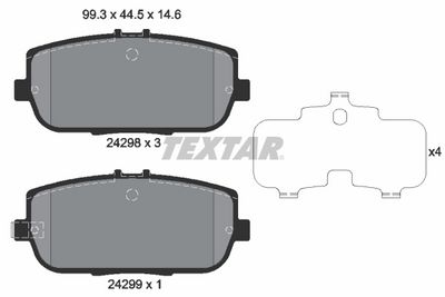 Set of brake linings, disc brake