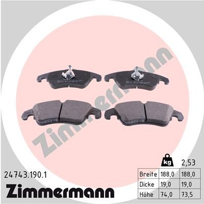 Set of brake linings, disc brake