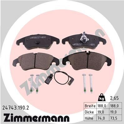 Set of brake linings, disc brake