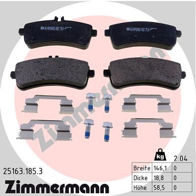 Set of brake linings, disc brake