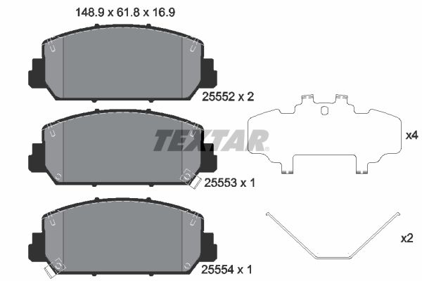 Set of brake linings, disc brake