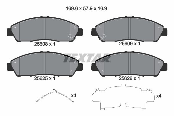 Set of brake linings, disc brake