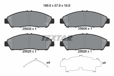 Set of brake linings, disc brake