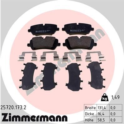 Set of brake linings, disc brake