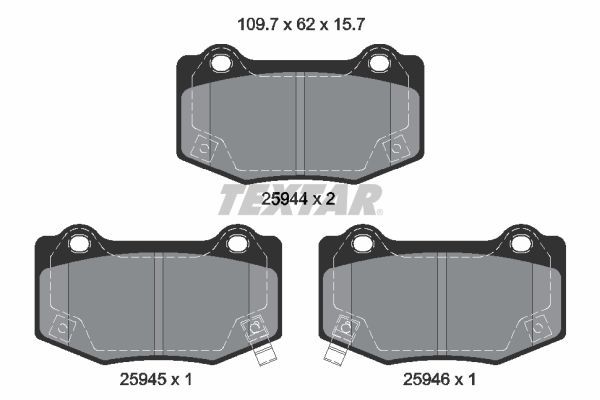 Set of brake linings, disc brake