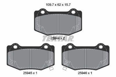 Set of brake linings, disc brake