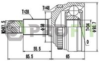 Set of hinges, drive shaft