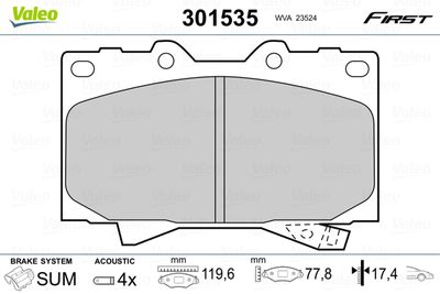 Set of brake linings, disc brake