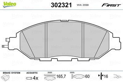 Set of brake linings, disc brake