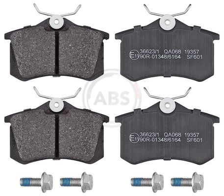 Set of brake linings, disc brake