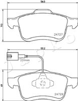 Set of brake linings, disc brake