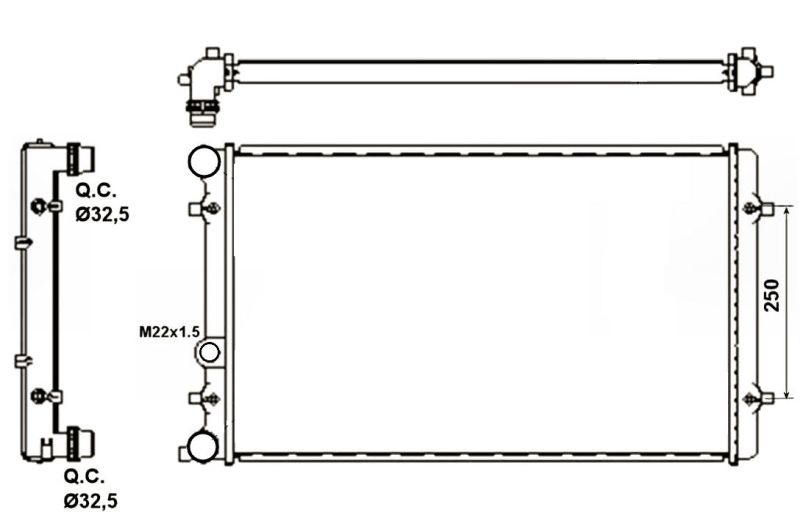 Radiator, engine cooling system