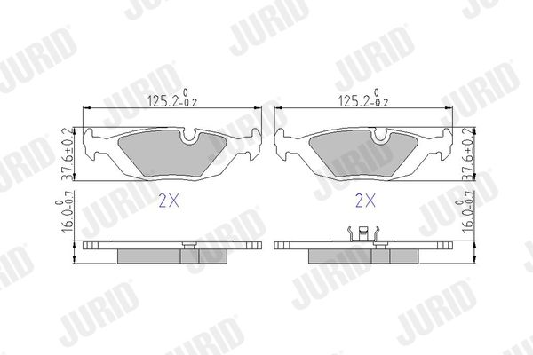 Set of brake linings, disc brake