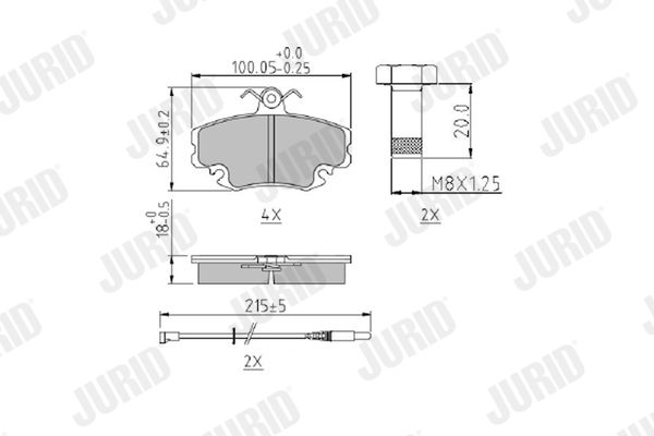 Set of brake linings, disc brake