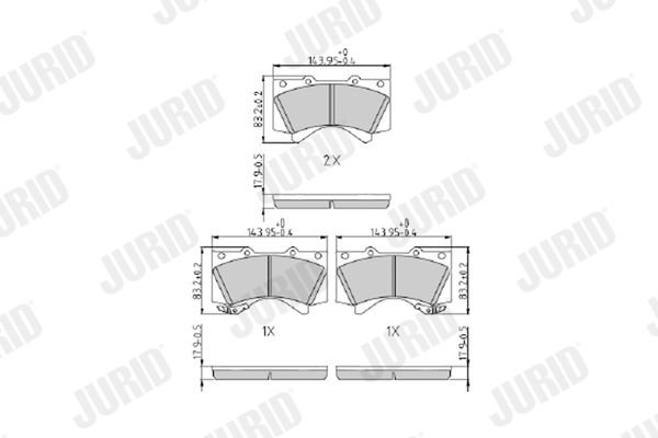 Set of brake linings, disc brake