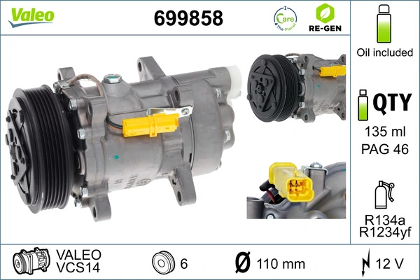 Компрессор, кондиционер VALEO RE-GEN REMANUFACTURED