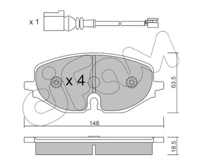 Set of brake linings, disc brake