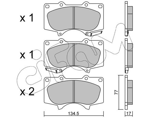 Set of brake linings, disc brake