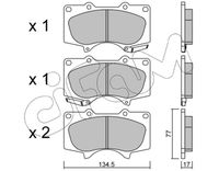 Set of brake linings, disc brake