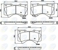 Set of brake linings, disc brake