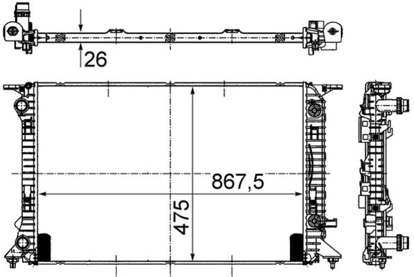 Radiator, engine cooling system