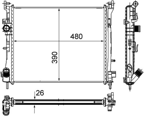 Radiator, engine cooling system