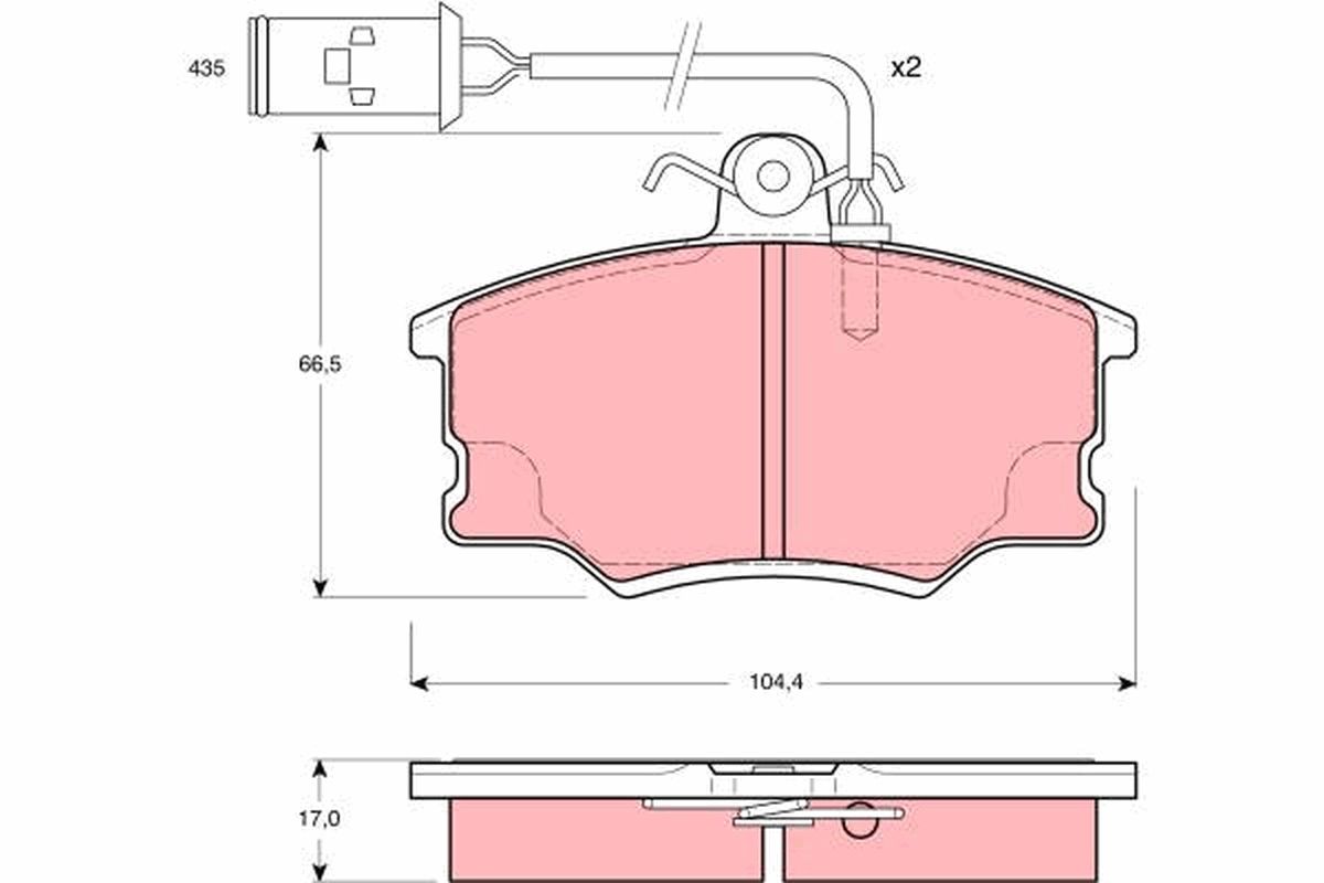 Set of brake linings, disc brake