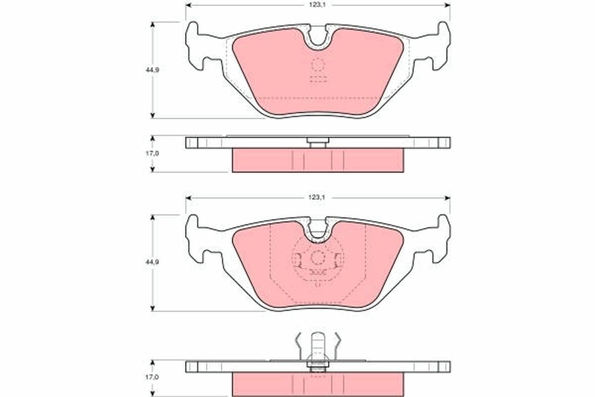 Set of brake linings, disc brake