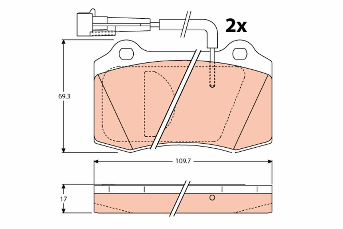 Set of brake linings, disc brake