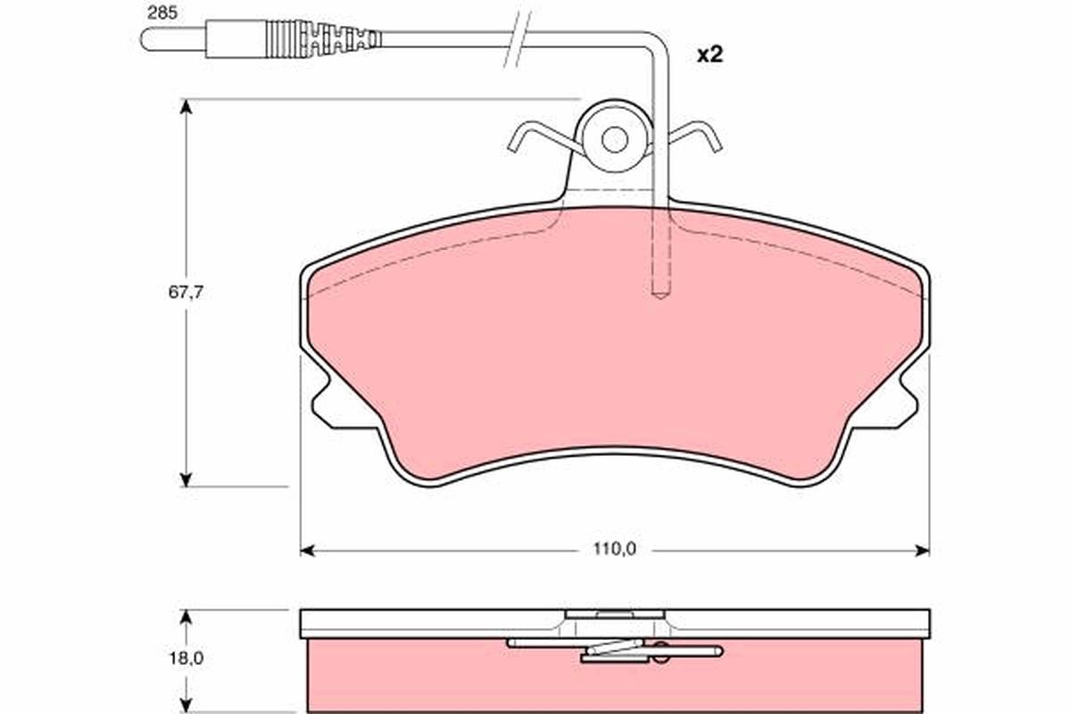 Set of brake linings, disc brake