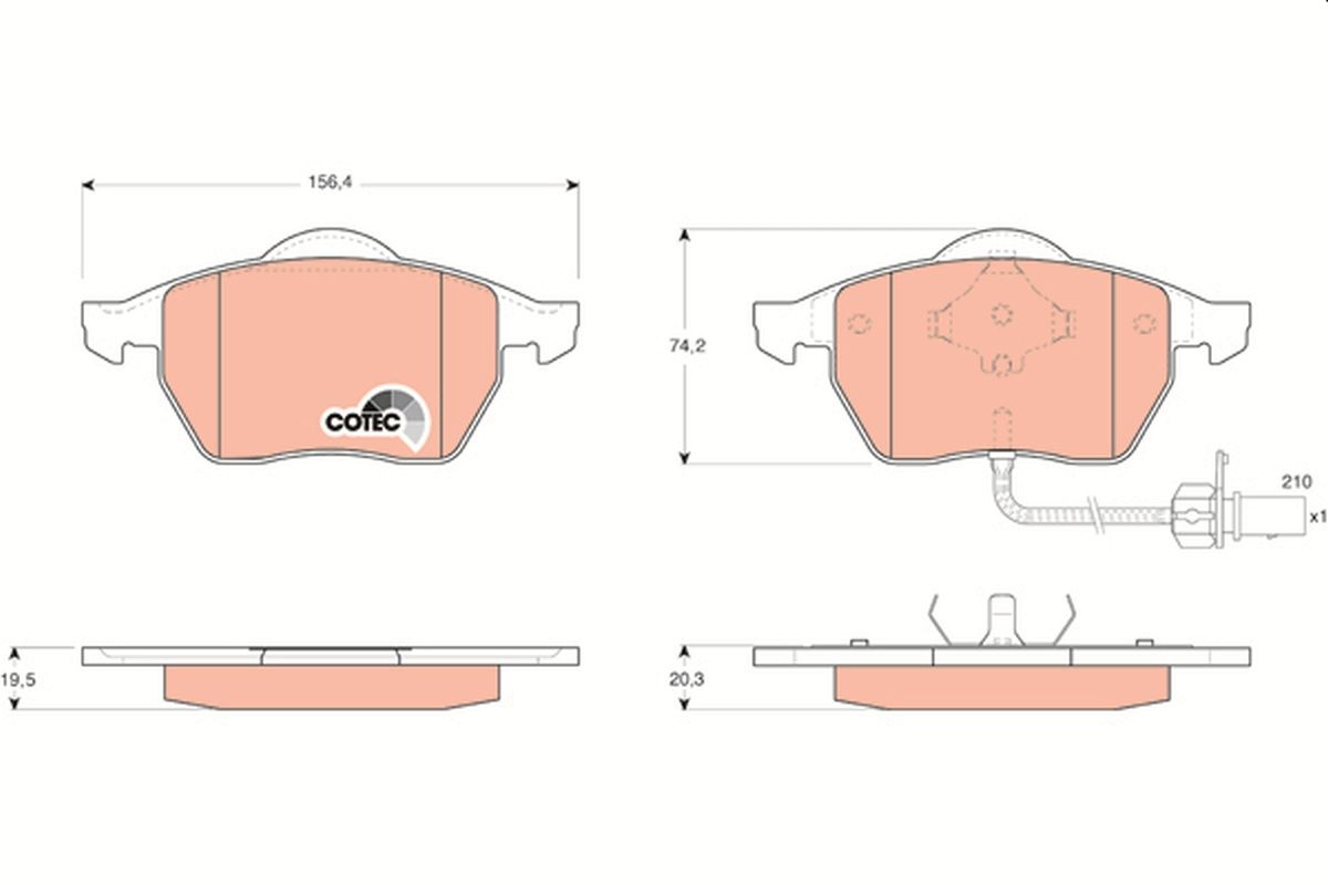 Set of brake linings, disc brake