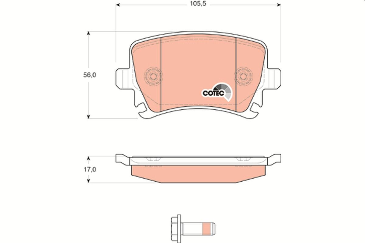 Set of brake linings, disc brake