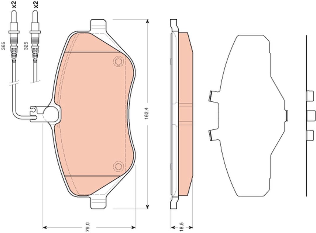 Set of brake linings, disc brake