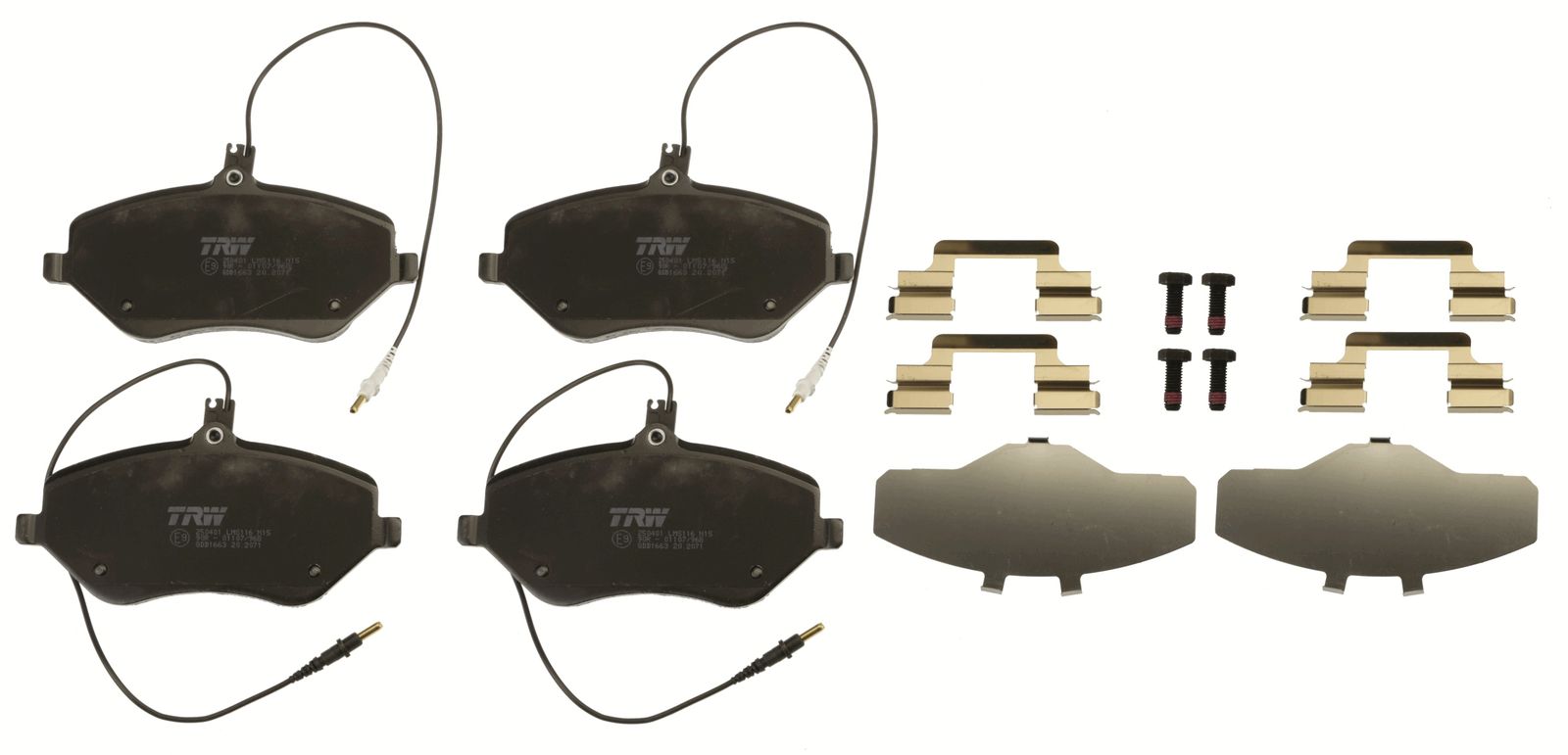 Set of brake linings, disc brake