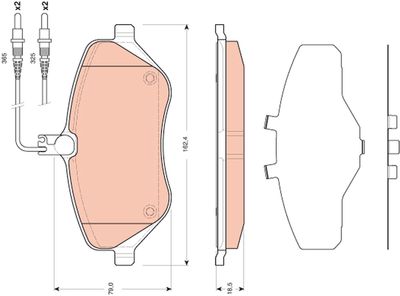 Set of brake linings, disc brake