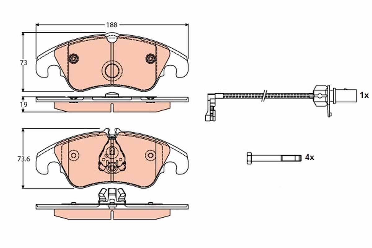 Set of brake linings, disc brake