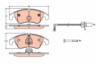 Set of brake linings, disc brake