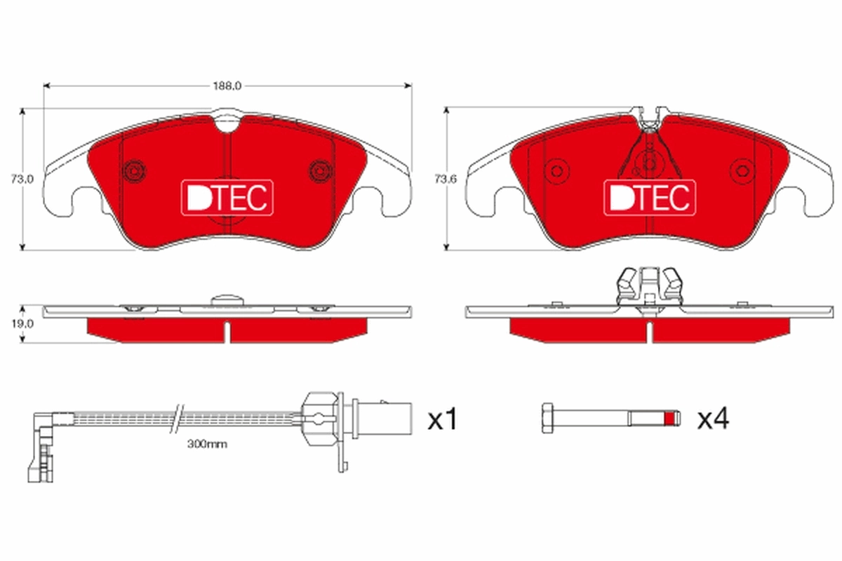 Комплект тормозных колодок, дисковый тормоз DTEC COTEC