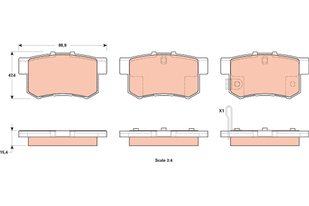 Set of brake linings, disc brake